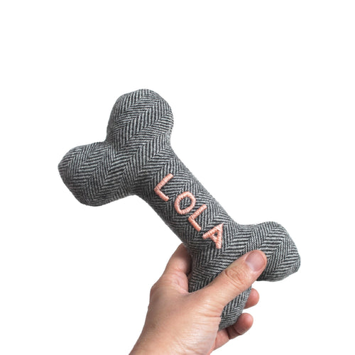 Tweed Dog Toy • Custom Embroidered • Hand Stitched